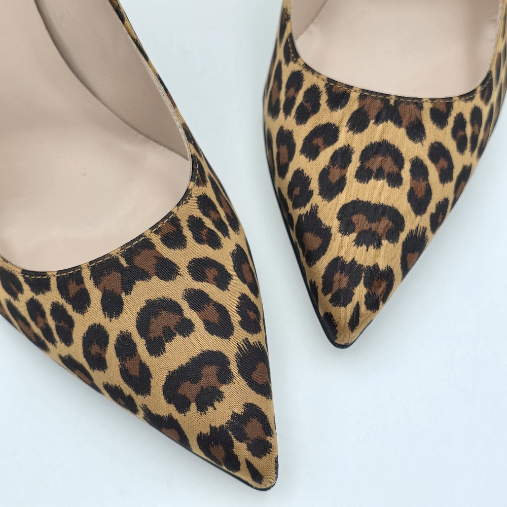 NIB SJP Sarah Jessica Parker Fawn Leopard Satin High-Heel Pumps, Italy35.5/US5.5 - Picture 3 of 16